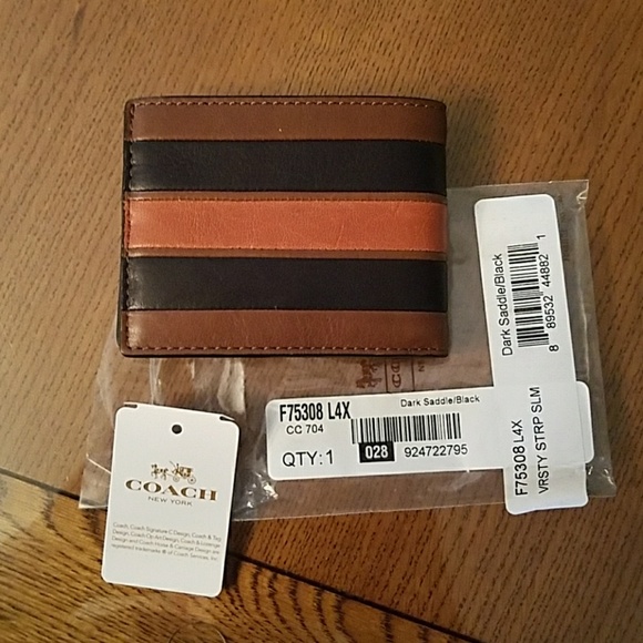 New Coach bifold varsity stripe wallet f75308 - Picture 2 of 3